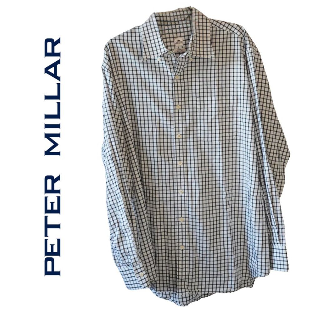 Peter Millar, 100% Cotton Nano luxe Windowpane Long Sleeve Button-down Shirt‎